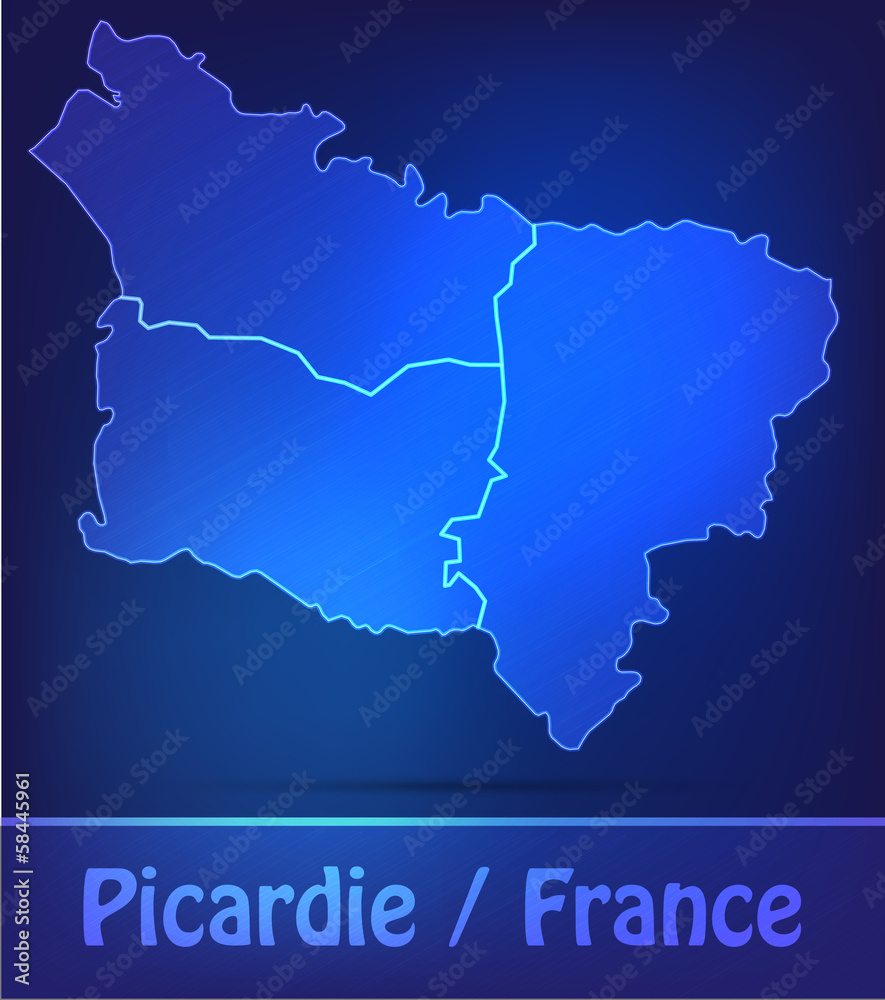 Picardie mit Grenzen in einfarbig Scribble