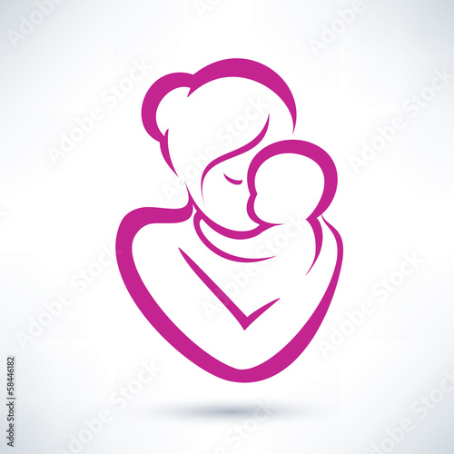 mom and baby vector icon