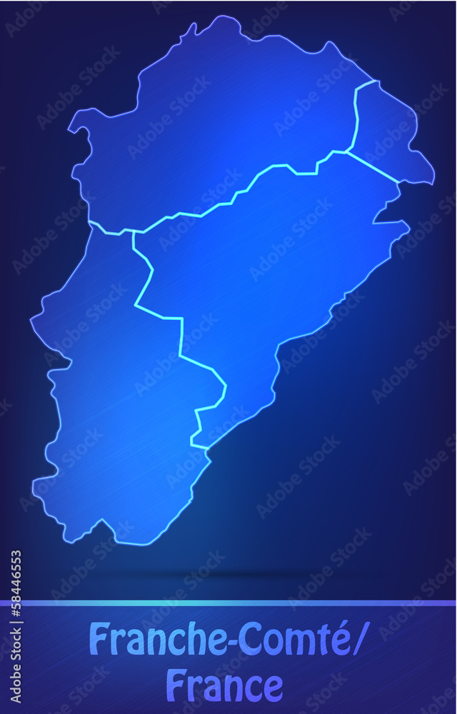 Obraz premium Franche-Comté mit Grenzen in einfarbig Scribble