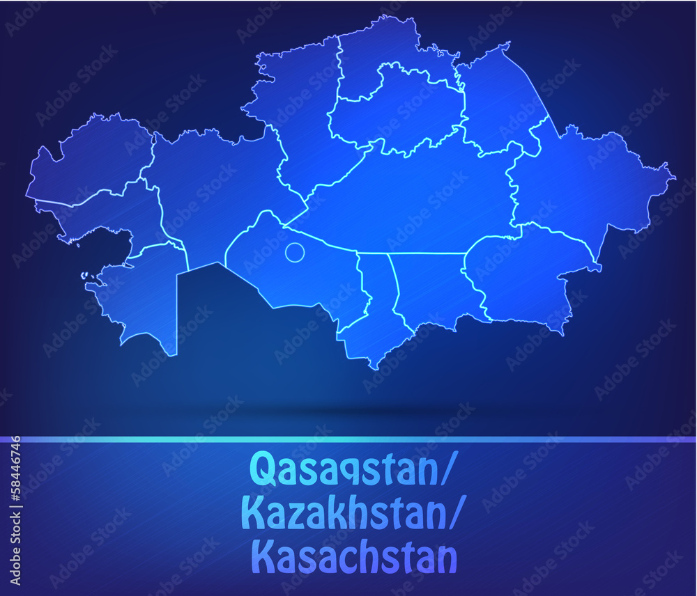 Kasachstan mit Grenzen in einfarbig Scribble