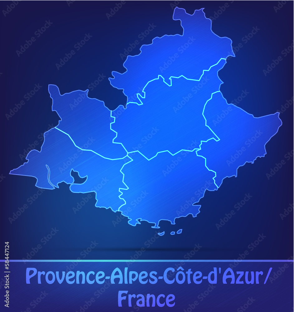 Provence-Alpes-Côte-d-Azur mit Grenzen als scribble