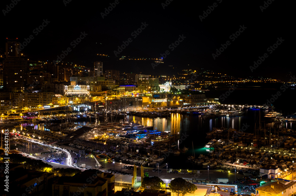 Monaco at night. Monte Carlo