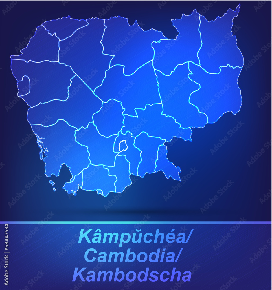 Obraz premium Kambodscha mit Grenzen als scribble