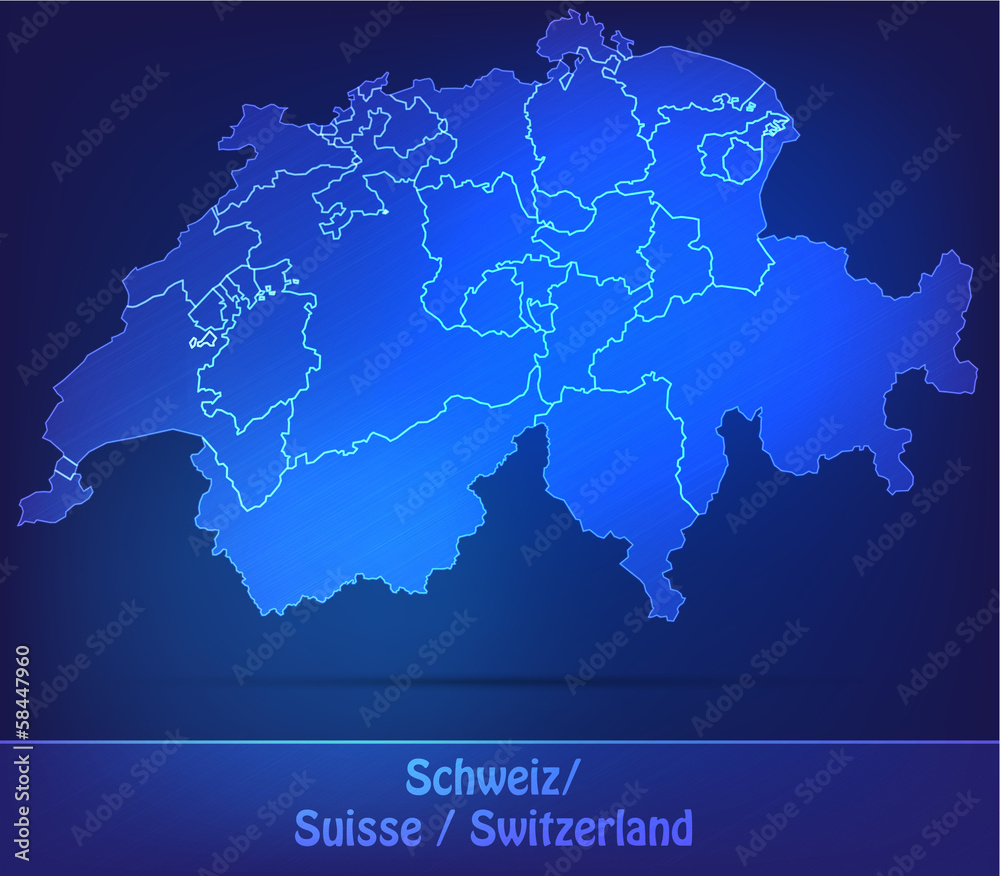 Schweiz mit Grenzen in einfarbig Scribble