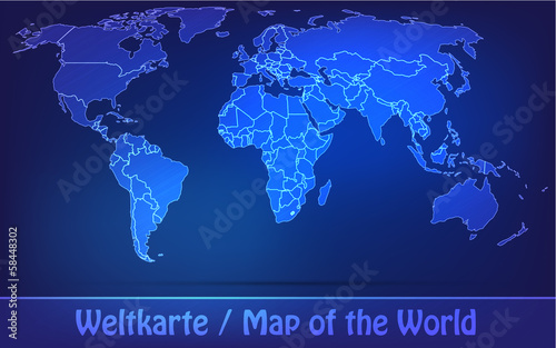 Weltkarte mit Grenzen in einfarbig Scribble