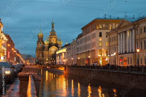 Church of the Savior on Spilled Blood at night