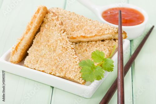 Prawn Toast - Chinese bread with minced shrimp and sesame