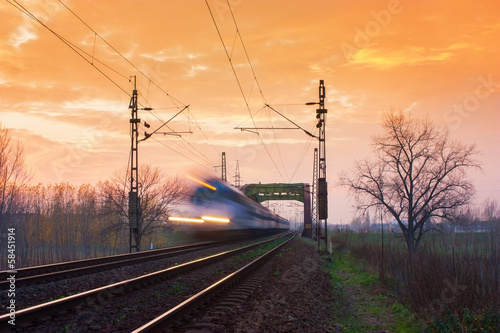 Train at sunset