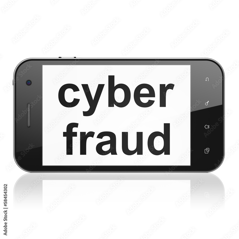 Safety concept: Cyber Fraud on smartphone Safety concept: Cyber Fraud on smartphone