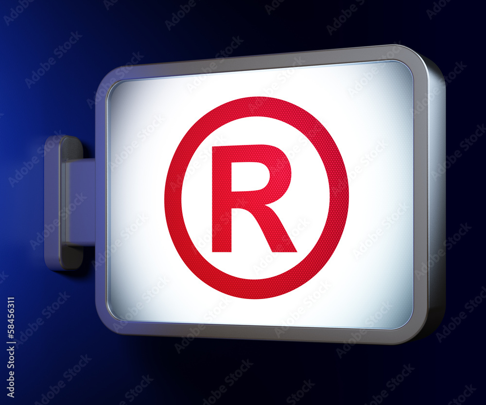 Law concept: Registered on billboard background Law concept: Registered on billboard background