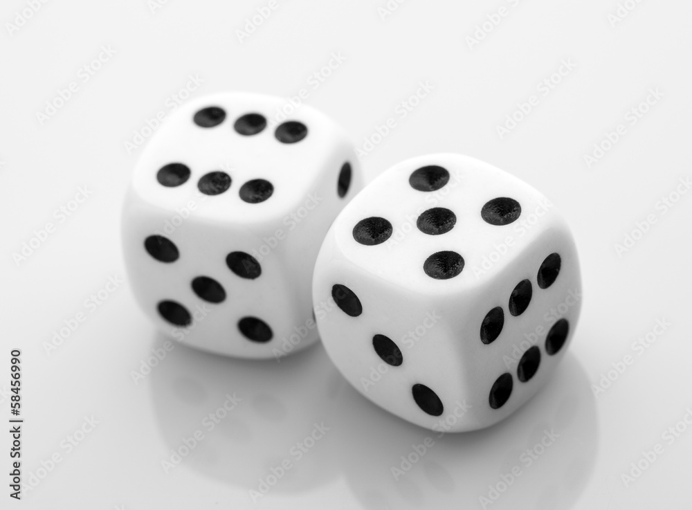 Two dice isolated over white
