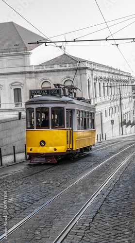 Yellow Tram, Lisbon, Portugal