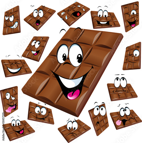 milk chocolate cartoon with many expression