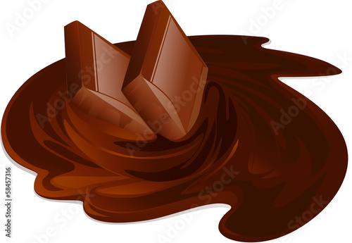 Melting chocolate bars. Chocolate cream and sticks