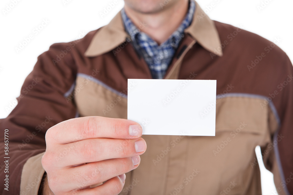 Man Holding Blank Visiting Card Man Holding Blank Visiting Card