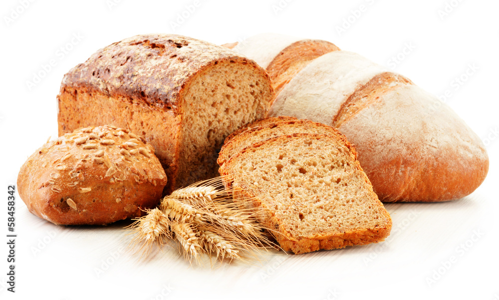 Composition with baking products isolated on white Composition with baking products isolated on white
