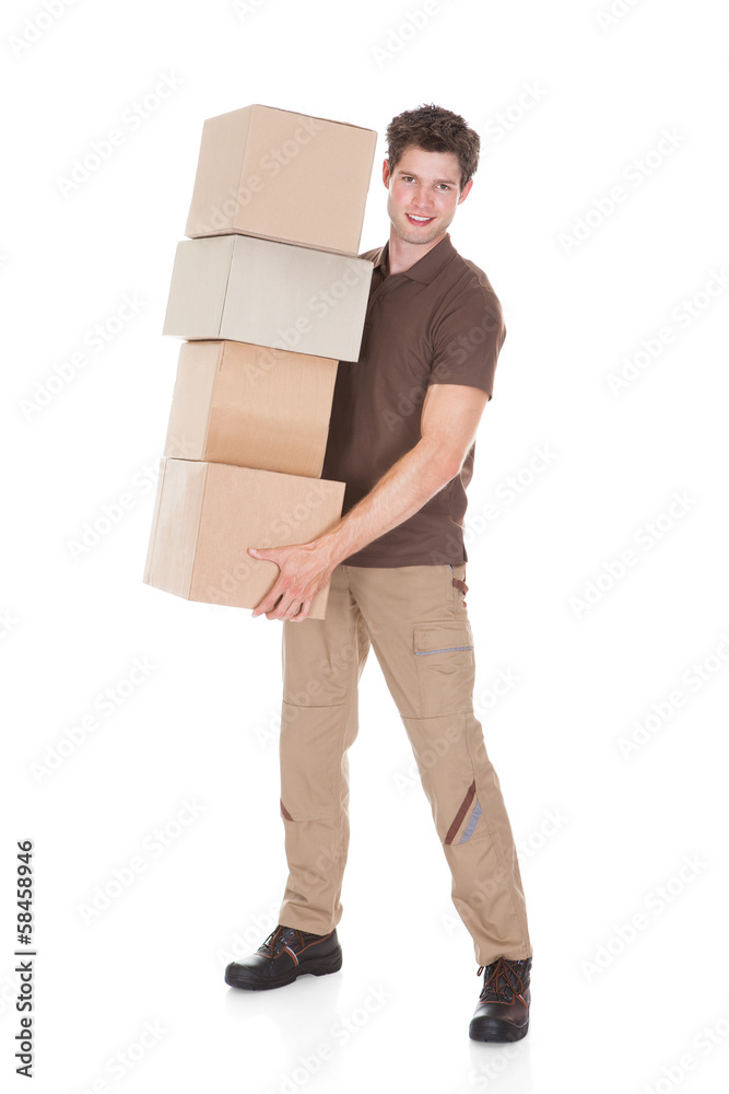 Man Carrying Stack Of Boxes Man Carrying Stack Of Boxes