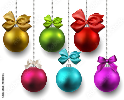Set of realistic christmas balls.
