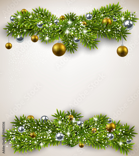 Fir bundle christmas frame.