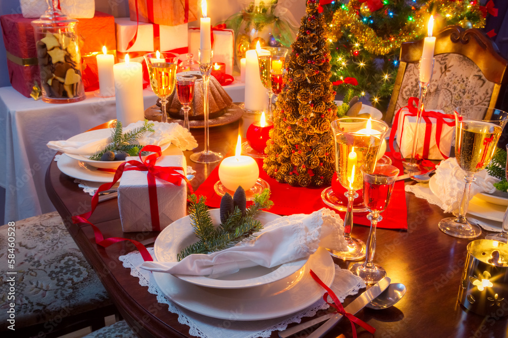 Specially decorated christmas table