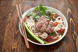 bowl of vietnamese pho in natural light