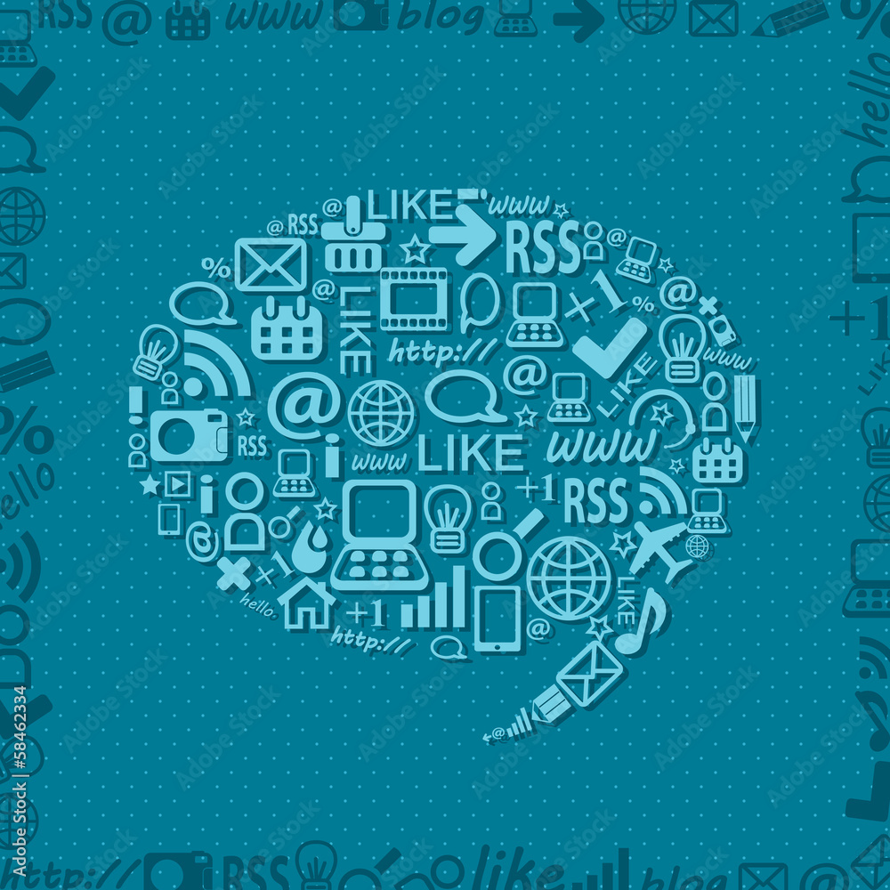 Social Media Icons Bubble Speech Shape