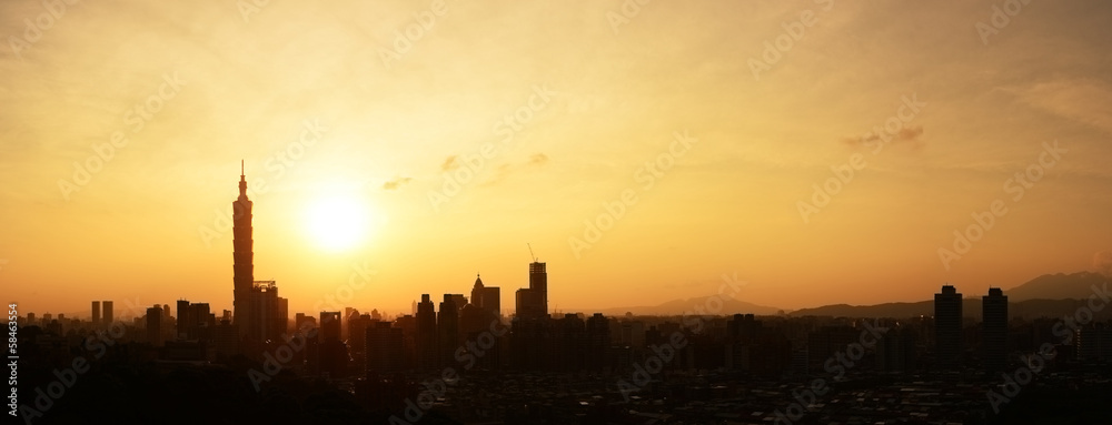 Sunset cityscape in Taipei