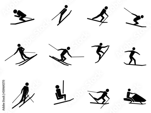 ski icons set