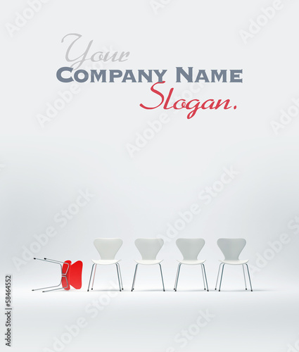 Row of white chairs and a r...
