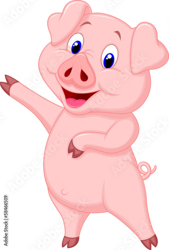 Cute pig cartoon presenting