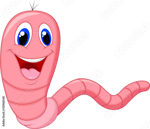 Cute pink worm cartoon photo