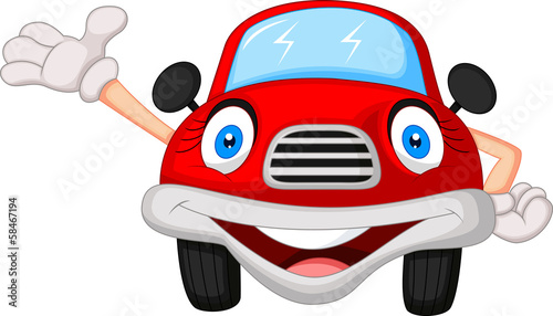 Cute red car cartoon character photo