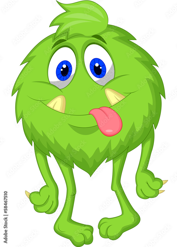 Fototapeta premium Hairy green monster cartoon