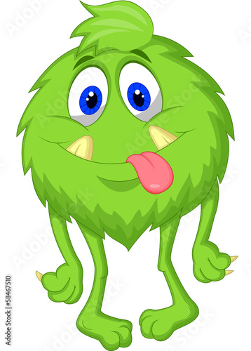 Hairy green monster cartoon
