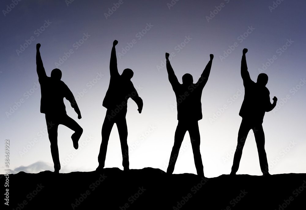 Silhouette of a team on the mountain top. Silhouette of a team on the mountain top.