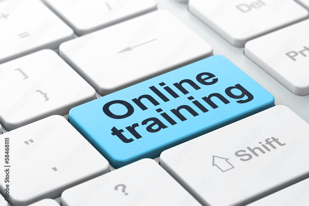 Education concept: Online Training on computer keyboard Education concept: Online Training on computer keyboard