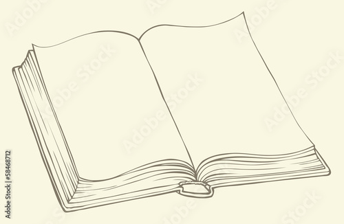 Vector linear drawing. Open book