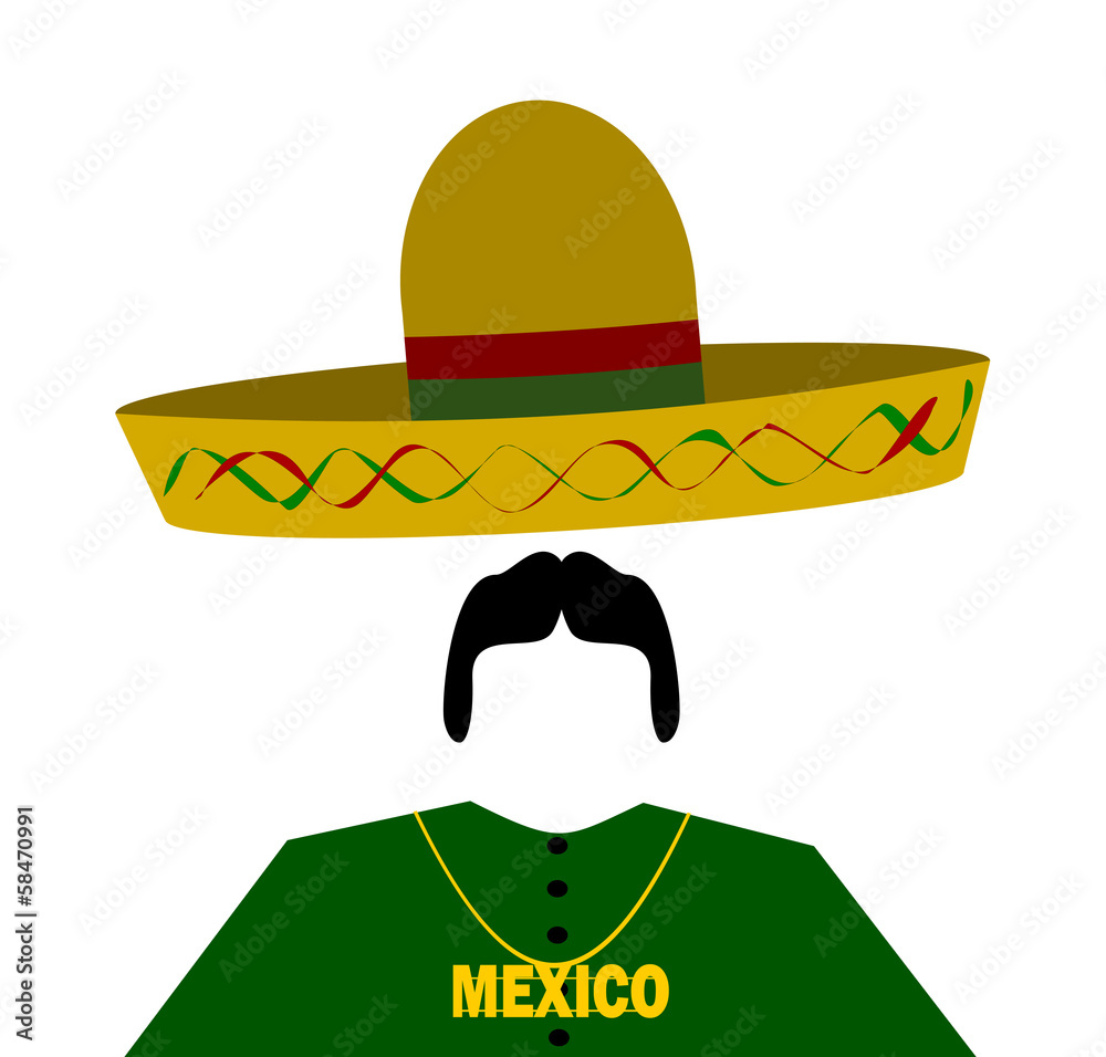 hispanic man wearing sombrero and mexico gold necklace Stock Vector | Adobe  Stock