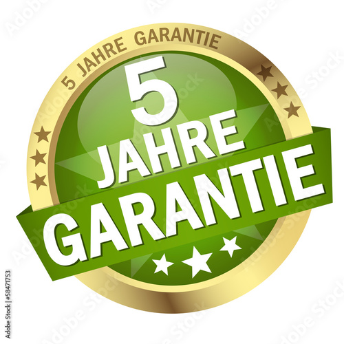 Button mit Banner " 5 JAHRE GARANTIE "