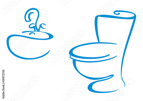 Icons with sink and toilet bowl