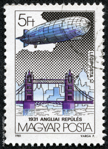 stamp printed by Hungry, shows Graf Zeppelin Flights
