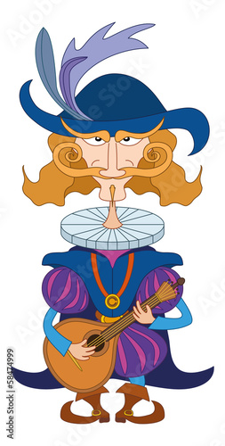 Noble cavalier with mandolin