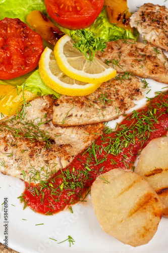 Tasty fish pike perch fillet