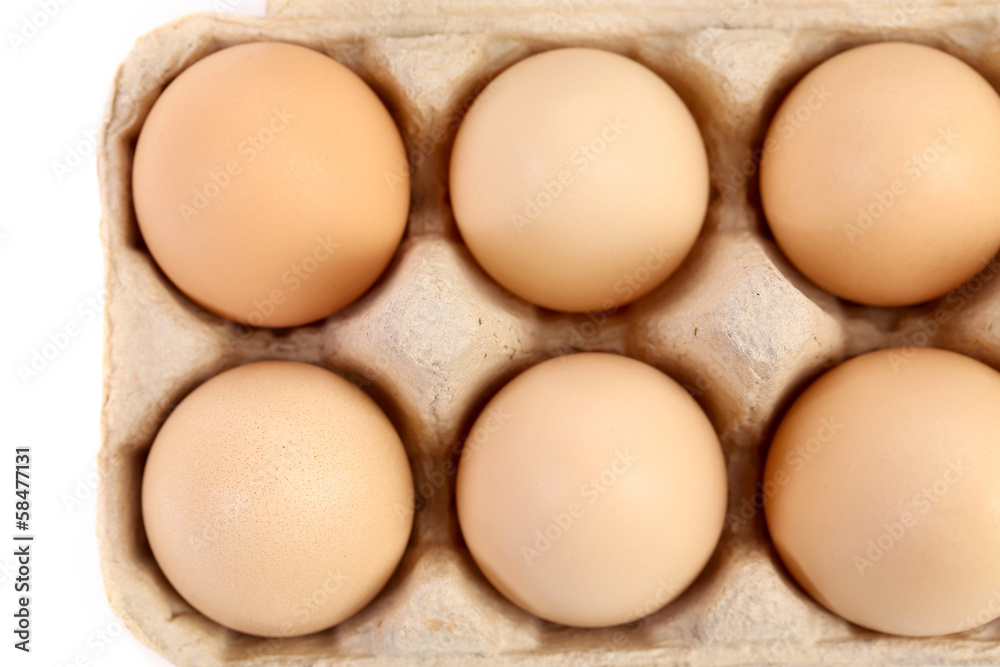 Close up of eggs in box. Close up of eggs in box.