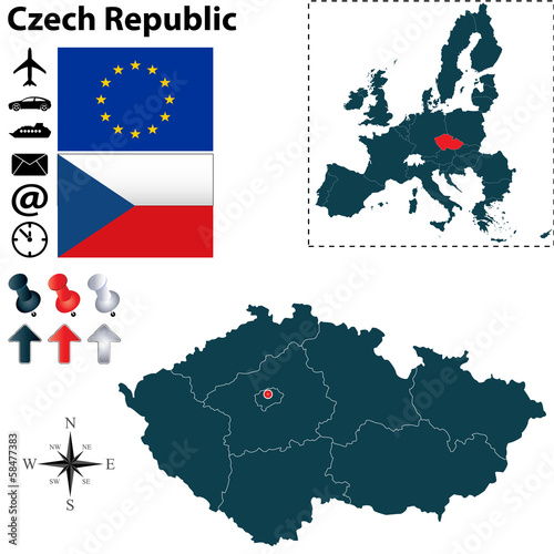 Map of  Czech Republic with European Union