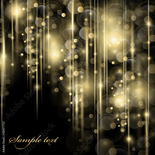 Lights On Golden Background - Vector Illustration