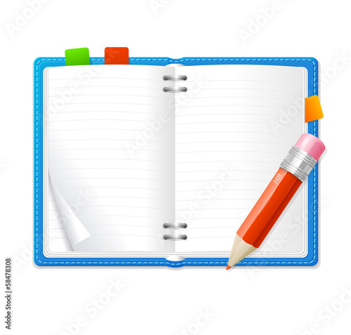 Vector open personal organizer book