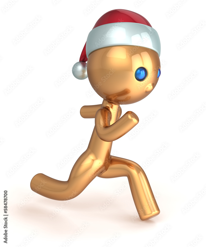 Running man gold stylized character quickly runner person