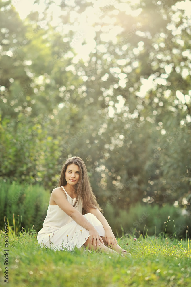 Young beautiful girl portrait at meadow Young beautiful girl portrait at meadow
