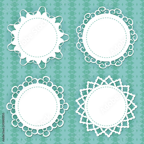 set of 4 lacy frames on the seamless pattern
